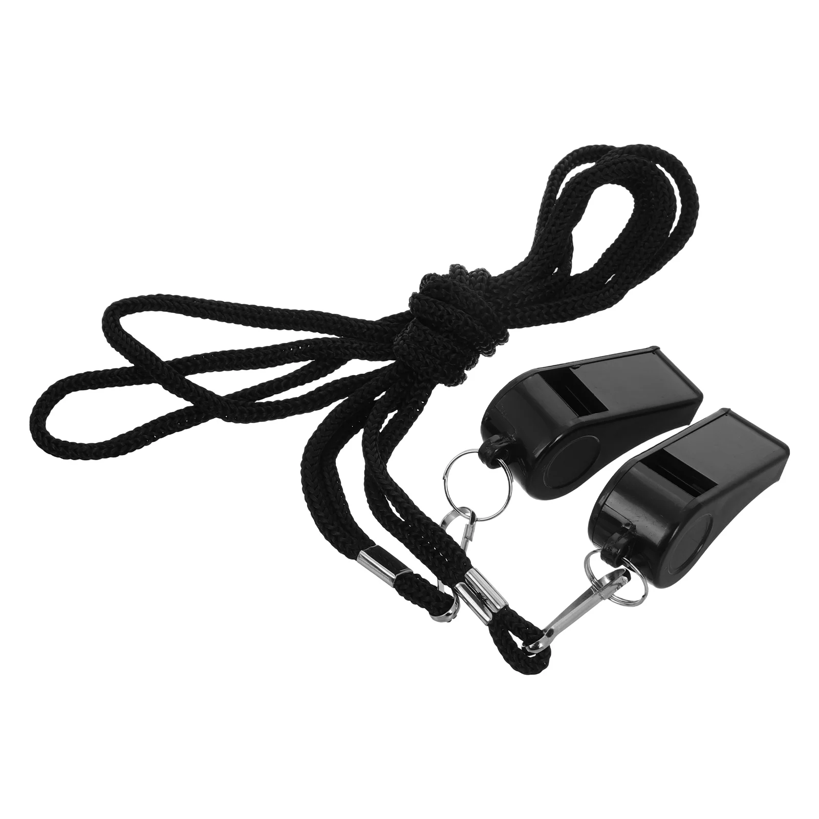 

2Pcs Referee Hanging Whistle Black ABS Loud Neck Lanyard Training Survival Emergency Safety Whistle Necklace