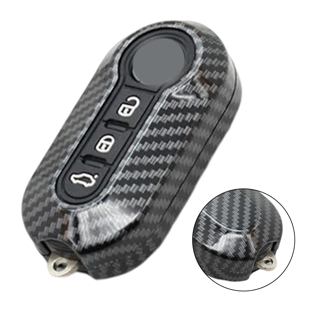 Carbon BLACK ABS Car Key Case Cover For Fiat 500 For Ducato For Abarth For Punto For Doblo Fob Remote Key Cover Fob Case Keyless