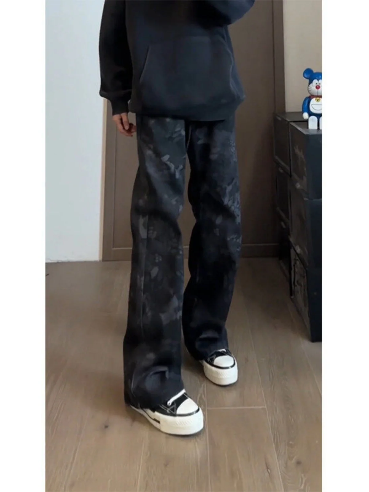 

Slimming High-Waisted Knife- Snake Print Embroidery Denim Jeans for Men Casual Straight Leg Trousers Youth Faion Trend