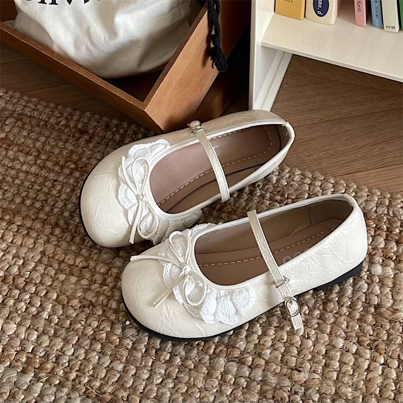 فستان فرنسي مع حذاء فردي مسطح وحزام واحد للنساء، موضة ربيع وصيف 2025 الجديدة أحذية ماري جين للنساء #4