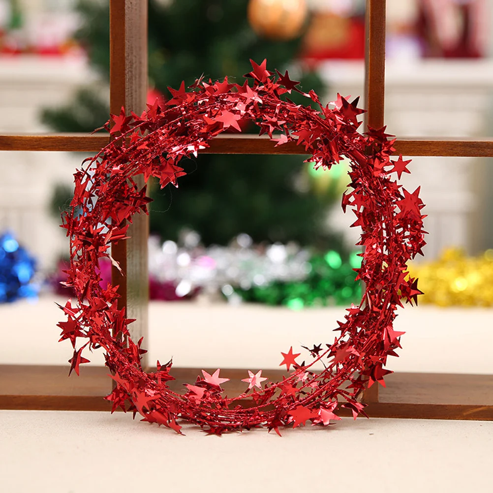 

10Pcs Star Shaped Wire Iron Hanging Tinsel Wreath Garland Christmas Tree Decorations Home Party Tinsel Garland