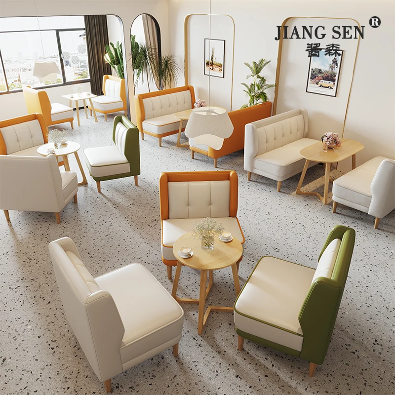 

Milk tea shop coffee shop double sofa dessert shop baking shop booth leisure area table and chair combination