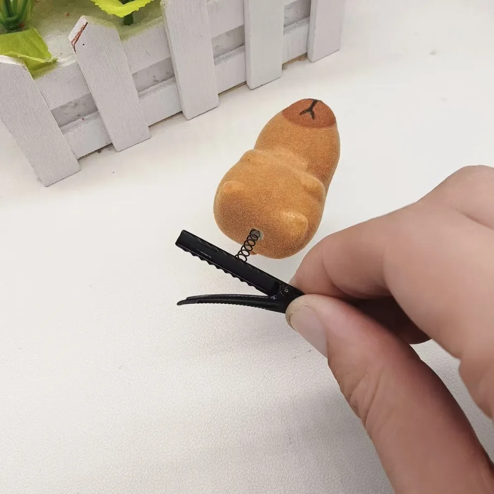 

10pcs/set Flocking Capybara Hairpin Set Alloy Barrettes Spring Hair Clip Animal Cute Cartoon Duckbill Clip Festival