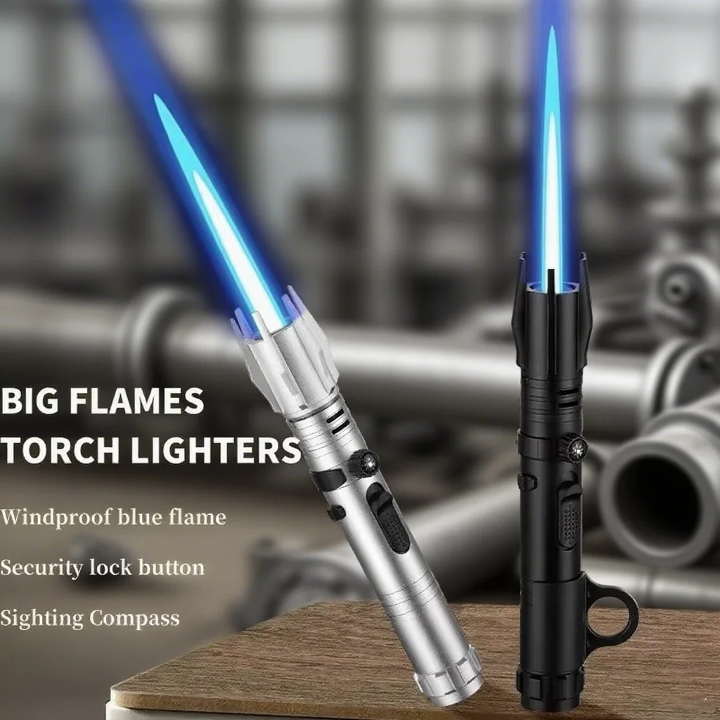 

Outdoor Survival Aviation Aluminum Alloy Jet Lighter Windproof Torch Built-in Compass Rugged Emergency Gear Tactical Equipment