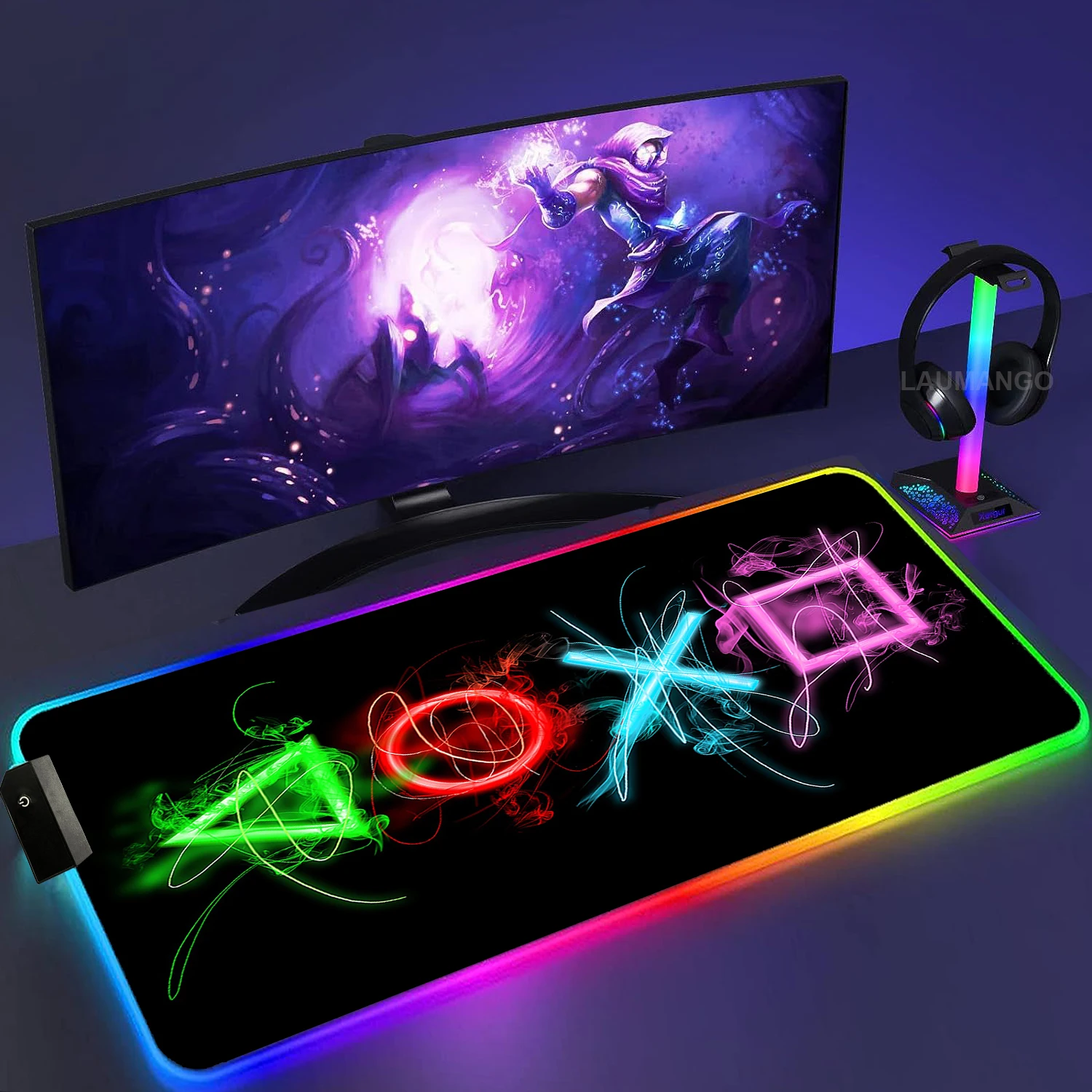 RGB Mousepad Xxl  Large Game Extended PS Gaming Mouse Pad RGB Led Pc Gamer Accessories Keyboard Mat Desk Protector Deskmat