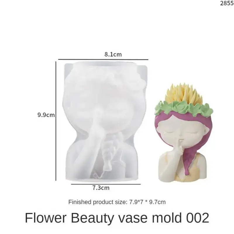 Concrete Vase Silicone Mold Handmade Girl Head Shaped Flower Pot Plaster Epoxy Resin Pen Holder Molds Home Decor Supplies