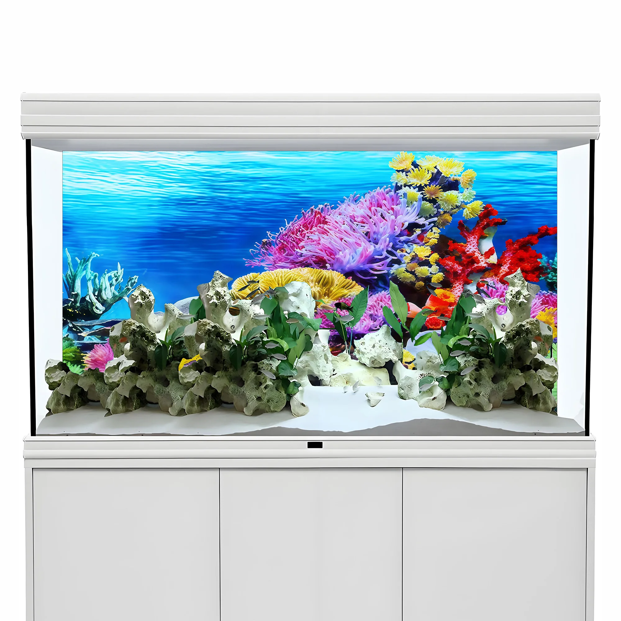 Aquarium Background, Background For Fish Tank , Coral Flower Border, Aquarium decor, Front Self-Adhesive 2D Flat Sticker