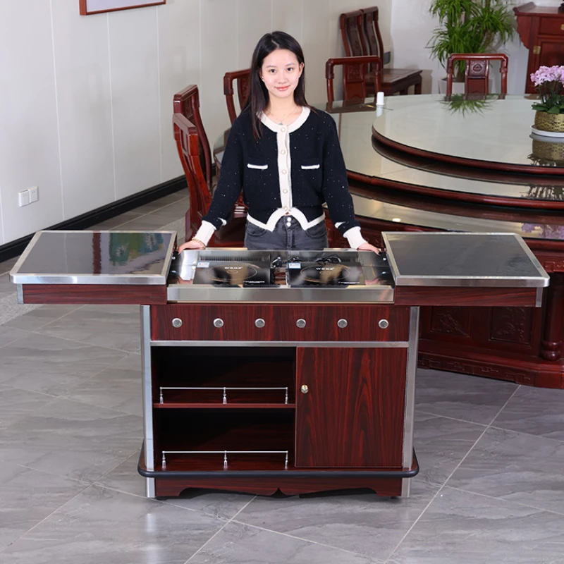 restaurant mobile induction cooker cooking dining car Hotel lobby private room on-site heating hall car mobile abalone