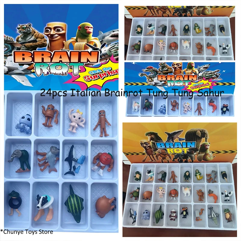 

24 шт., итальянский Brainrot Tung Tung Sahur, фигурка куклы, набор капучино, убийца Tralalero Bombardino, крокодило, экшн-модели, игрушки