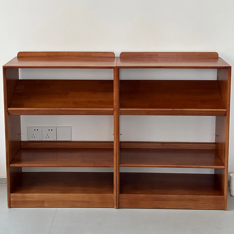 Display stand Solid wood shelf Multi-layer floor-to-ceiling bookshelf Wall storage rack Office