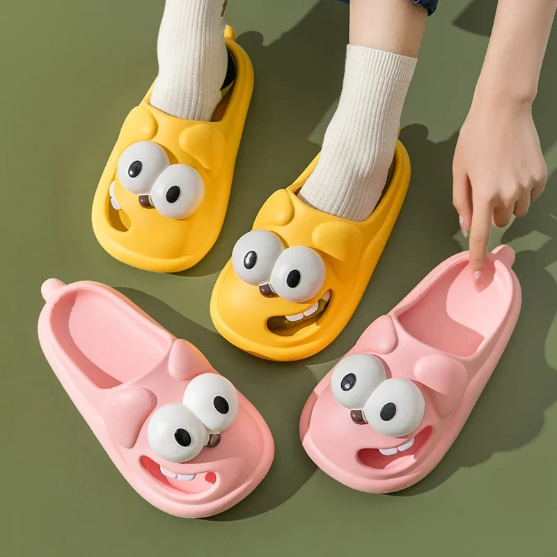 

Women's Tongue Kiss Slippers Cute Funny Big Eyed Dog Fun Cartoon Shoes Anti Slip Thick Soles Sandals Funny Hole Beach Shoes