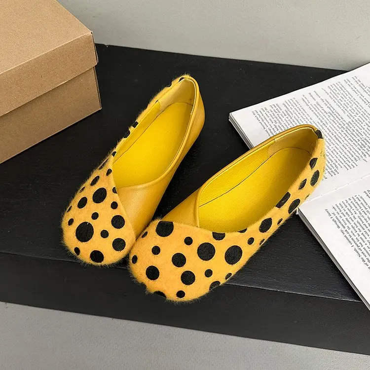 Frühlings-Neuheit: Damen-Flachschuhe mit Runder Spitze, Gepunktetem Wildleder, Bequeme Alltags-Loafer für Büro und Straße – Detail 18