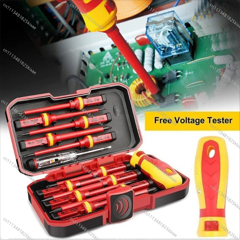 For 13-piece Set VDE Insulation Screw Batch Set High Voltage Resistant Electrician Screwdriver Set Cross One Word Screwdriver