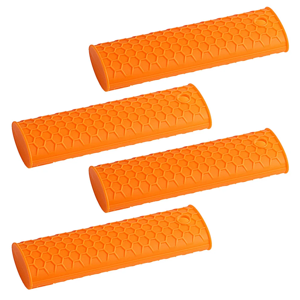 

4pcs Silicone Handle Holder Heat Resistant Non-Slip Pan Grip Protector For Cast Iron Cookware Accessory