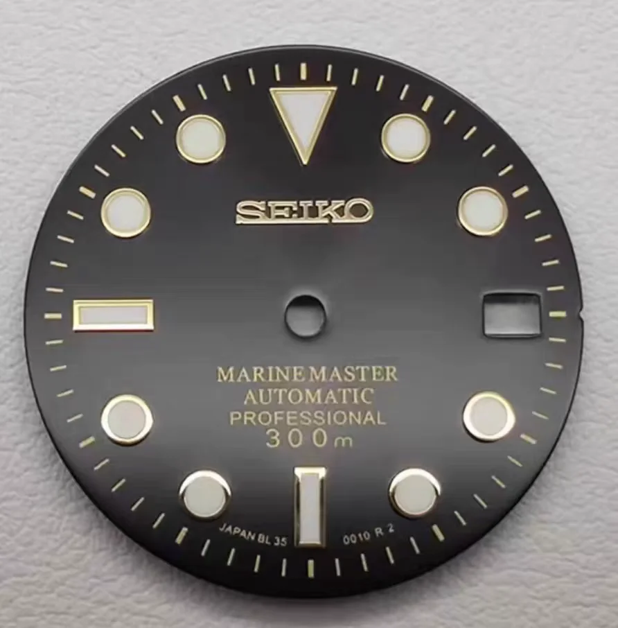 قرص NH35 28.5 ملم / قرص NH36 شعار S أخضر يتوهج في الظلام شبح الماء الغوص وجه ميكانيكي للوجه لـ seiko mod #4