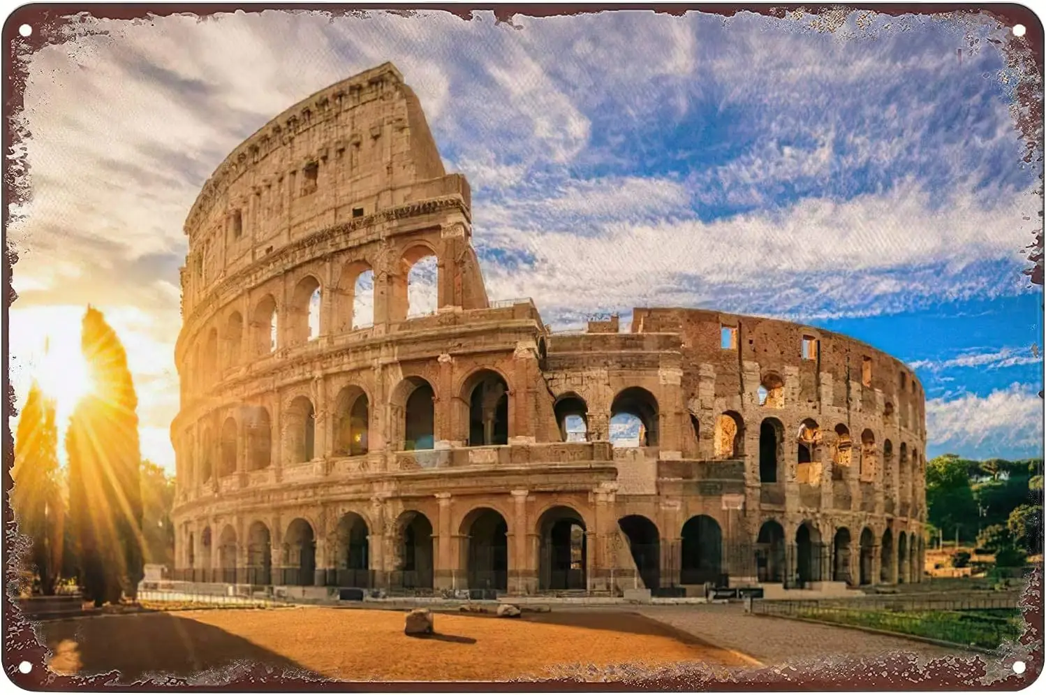 Roman Empire Colosseum Poster Vintage Metal Tin Sign Wall Art Plaque Decor for Home Bar Pub Club Cafe 8x12 inch sign
