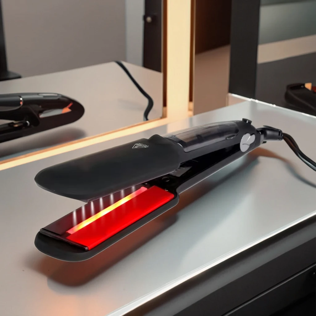 مكواة فرد الشعر بالبخار الاحترافية بتقنية الأشعة تحت الحمراء، مكواة فرد الشعر 2 في 1 وحامل Steampod، درجة حرارة قابلة للتعديل 120-230 ° ج