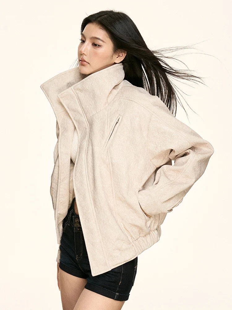 

Aaisup American Sle Cotton Jaet Women's ort Casual Stand Collar Fillled Coat Winter New Design Versatile Faion Top