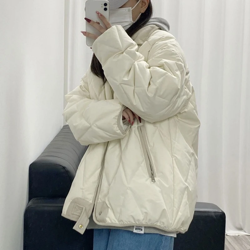 Down Coat Women Winter 2024New Student Parkas Stand Collar South Korea Jacket Solid Oversize Casual Cotton Padded Outwear Ladies