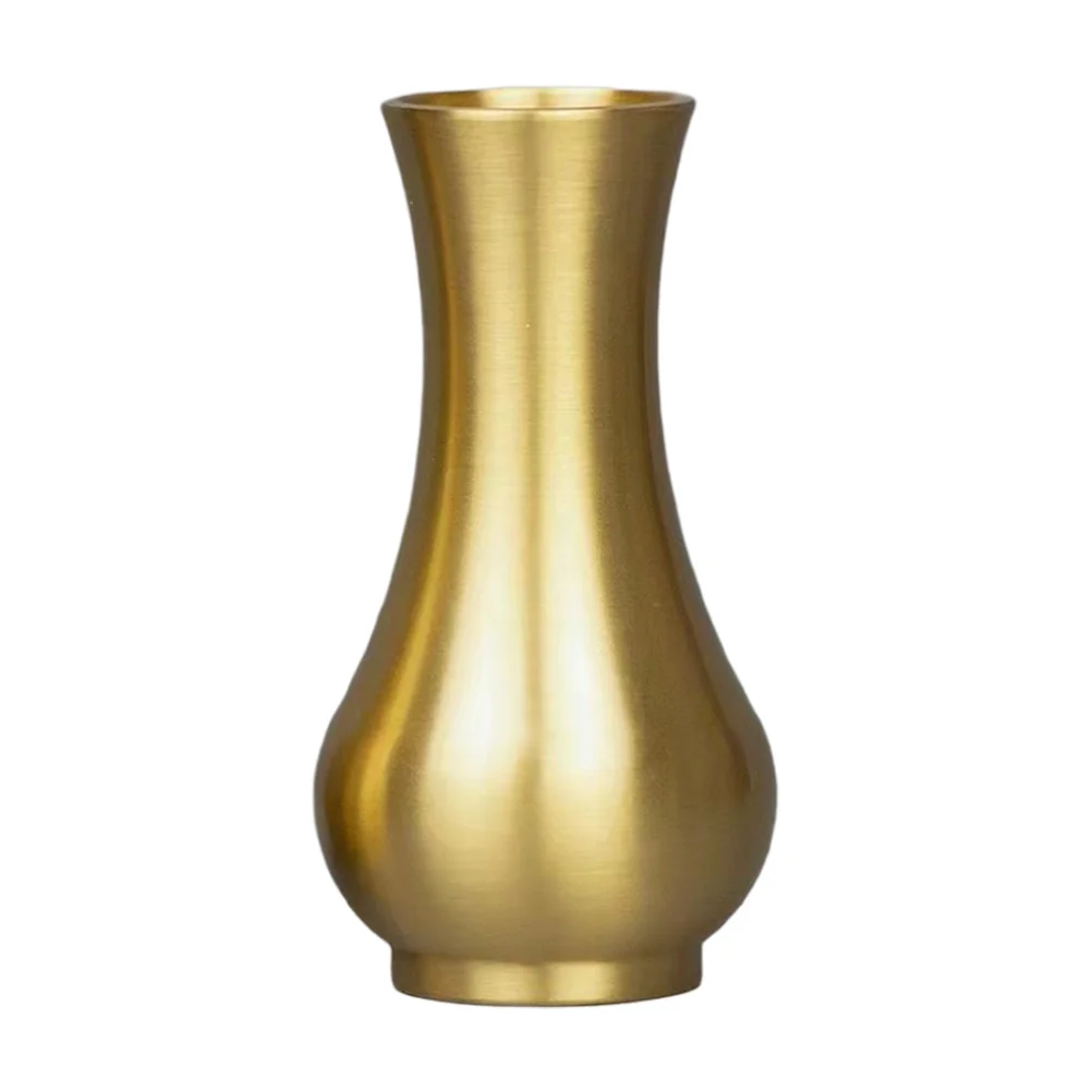 

1pc Brass Flower Vase Decor Small Brass Vase For Home Office Desk Table Modern Simple Floral Arrangement Container
