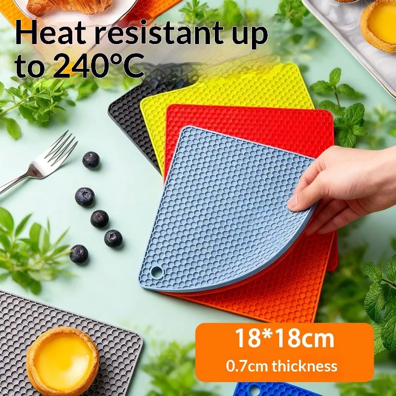 Household Silicone Trivet Heat Insulation Pad,Honeycomb Hollow‑out Structure,Heat‑resistant Non‑slip,Dishwasher‑safe Table Protector for Hot Pot Bowl for Dining Table Lovers kitchen items