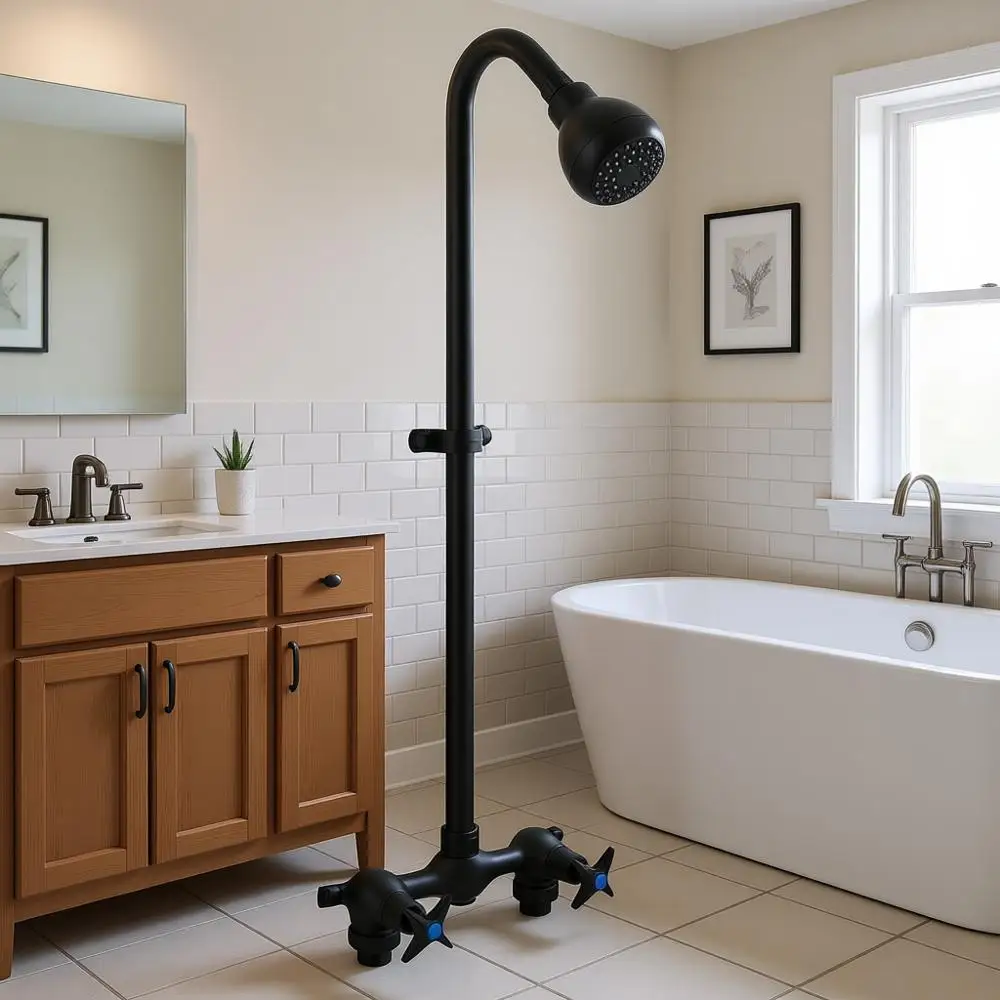 

Outdoor Shower Kit with High-Purity Shower, 2-Handle Utility Exposed Shower, Brass Mix, 6 Inch Center, Matte Black