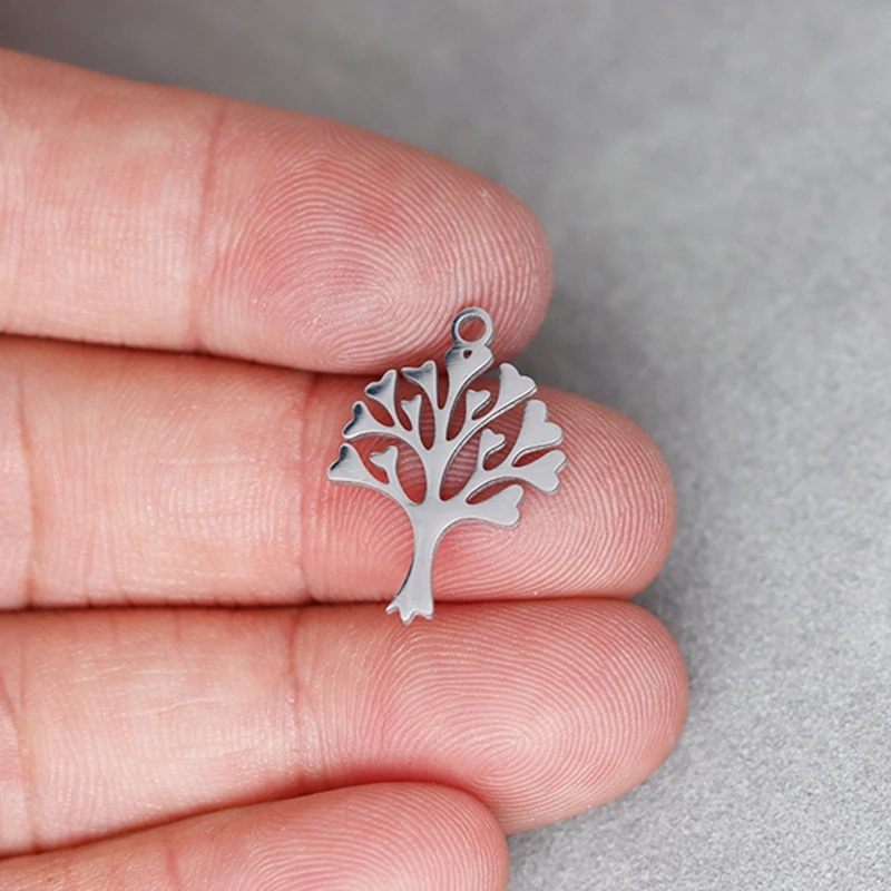 

3pcs Delicate Heart Tree of Life Charms Stainless Steel Pendant DIY Craft Earrings Necklace Women Jewelry Making Findings Matel