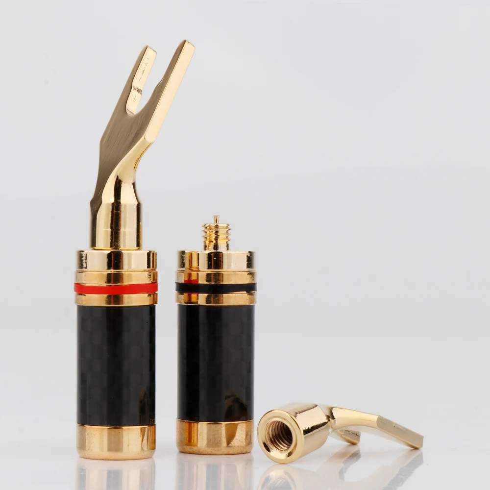 Connecteur de fil de câble de haut-parleur, haute qualité, cuivre pur SY1532, plaqué or 24 carats, vis de verrouillage, prise de bêche, 4 pièces