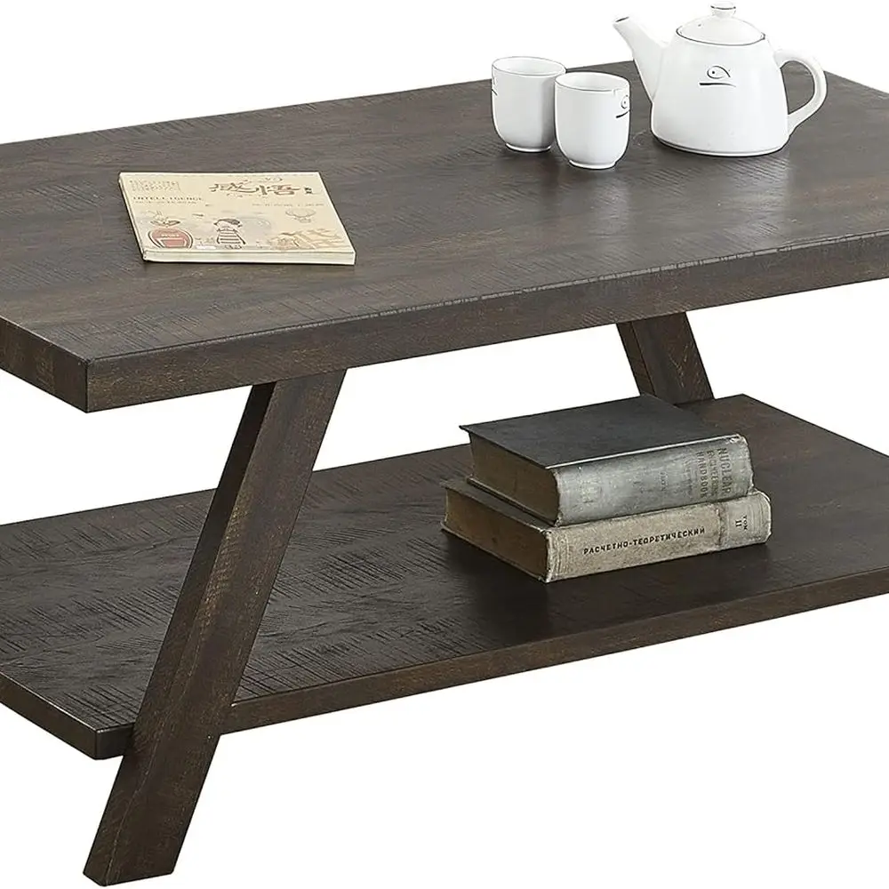 طاولة قهوة خشبية اسبريسو ريفية حديثة، طراز أثينا