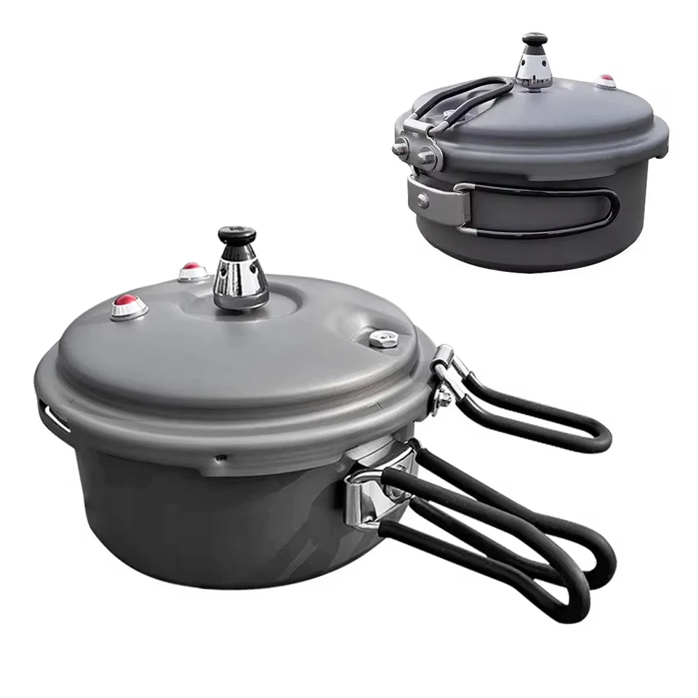 

Portable Folding Pressure Cooker 80KPA Aluminum Alloy Plateau Cookware 2L Stew Pot for Outdoor Cooking Camping Picnic