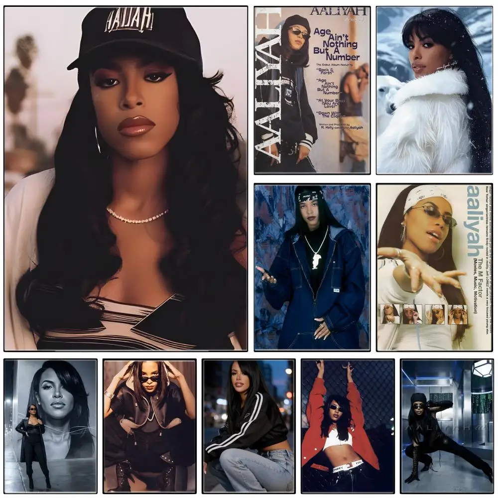 Singer A-Aaliyahs Poster  Self-adhesive Art Waterproof Paper Sticker Coffee House Bar Room Wall Decor