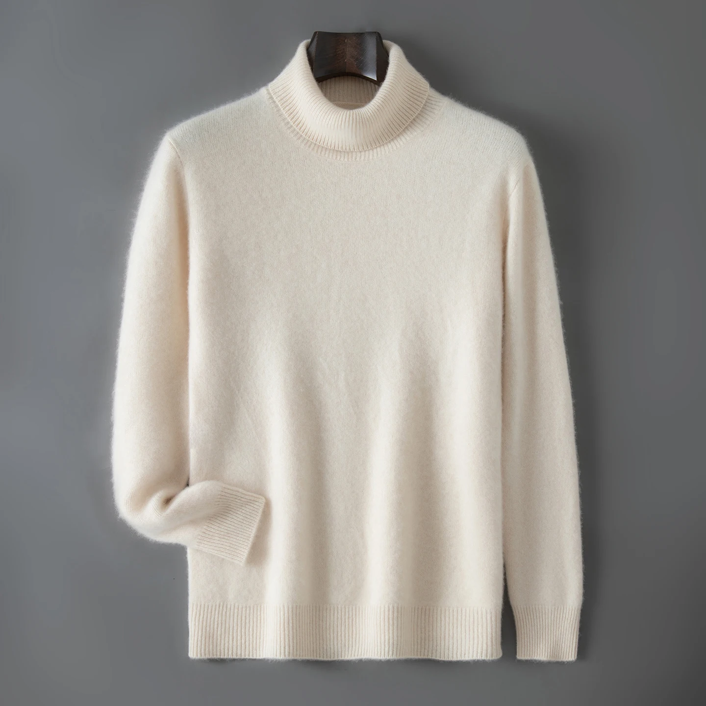 100% Pure Goat Cashmere Sweater Men's High Lapel Warm Knit Pullover High Quality Leisure Thicken Knitwear Winter Loose Clothing
