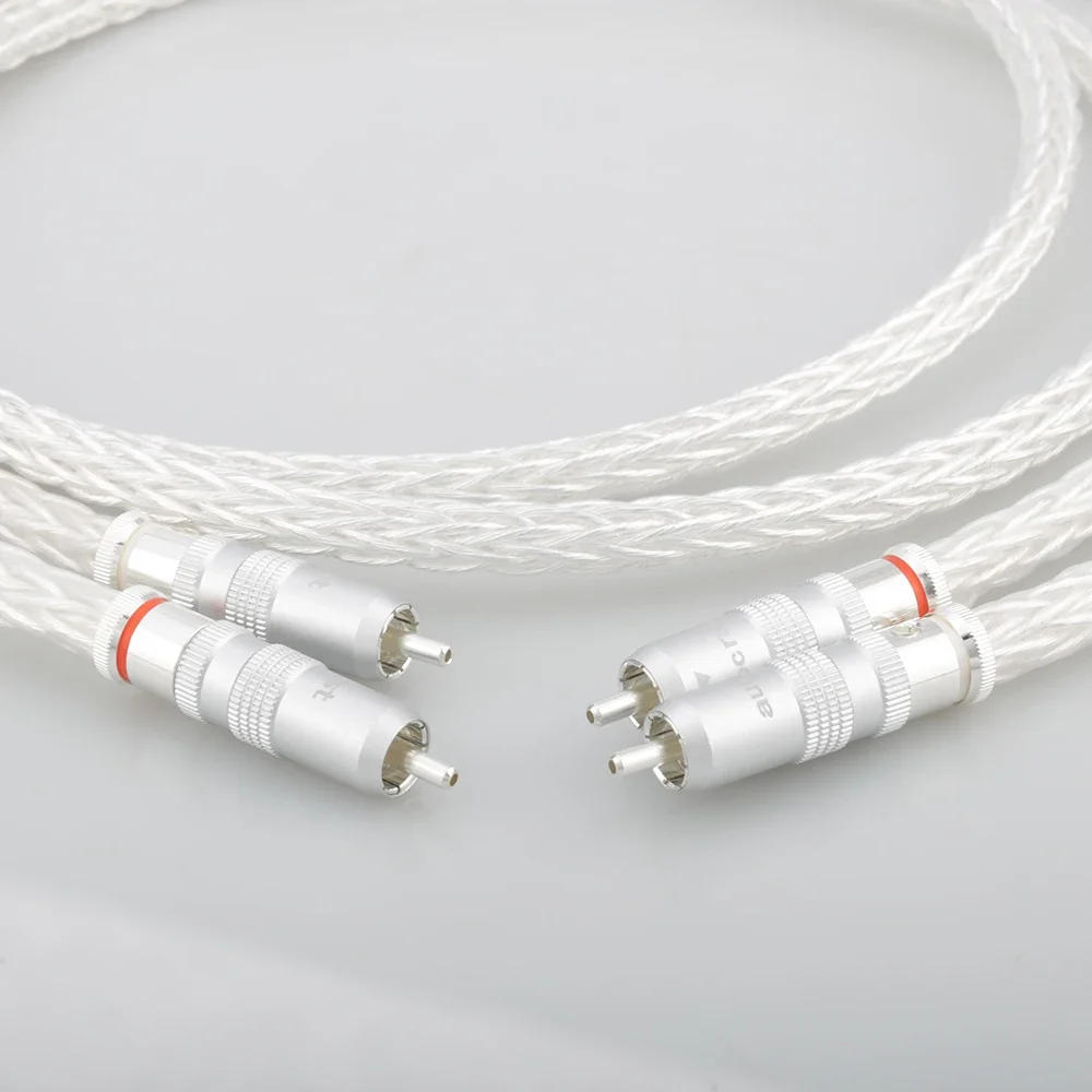 High-End RCA Cable Audiophile 8AG OCC Silver Plated Stereo Interconnect for Amplifier DAC CD Hifi One Pair