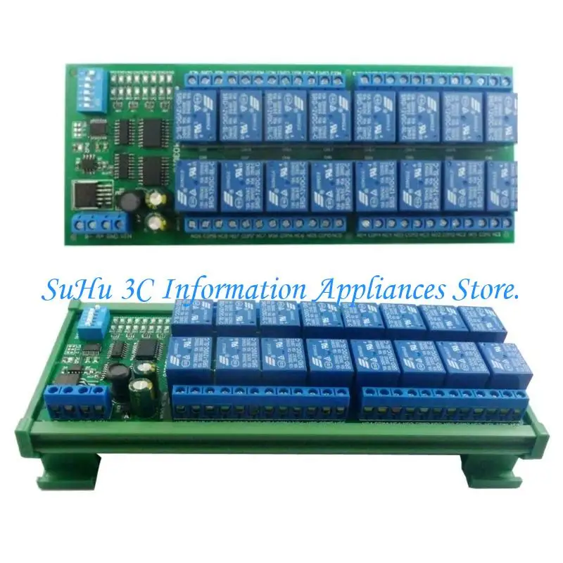 16-Channel RS485 Relays Module with Modbus RTU Control Home Control Switch Board for PTZ Camera and Motor Control