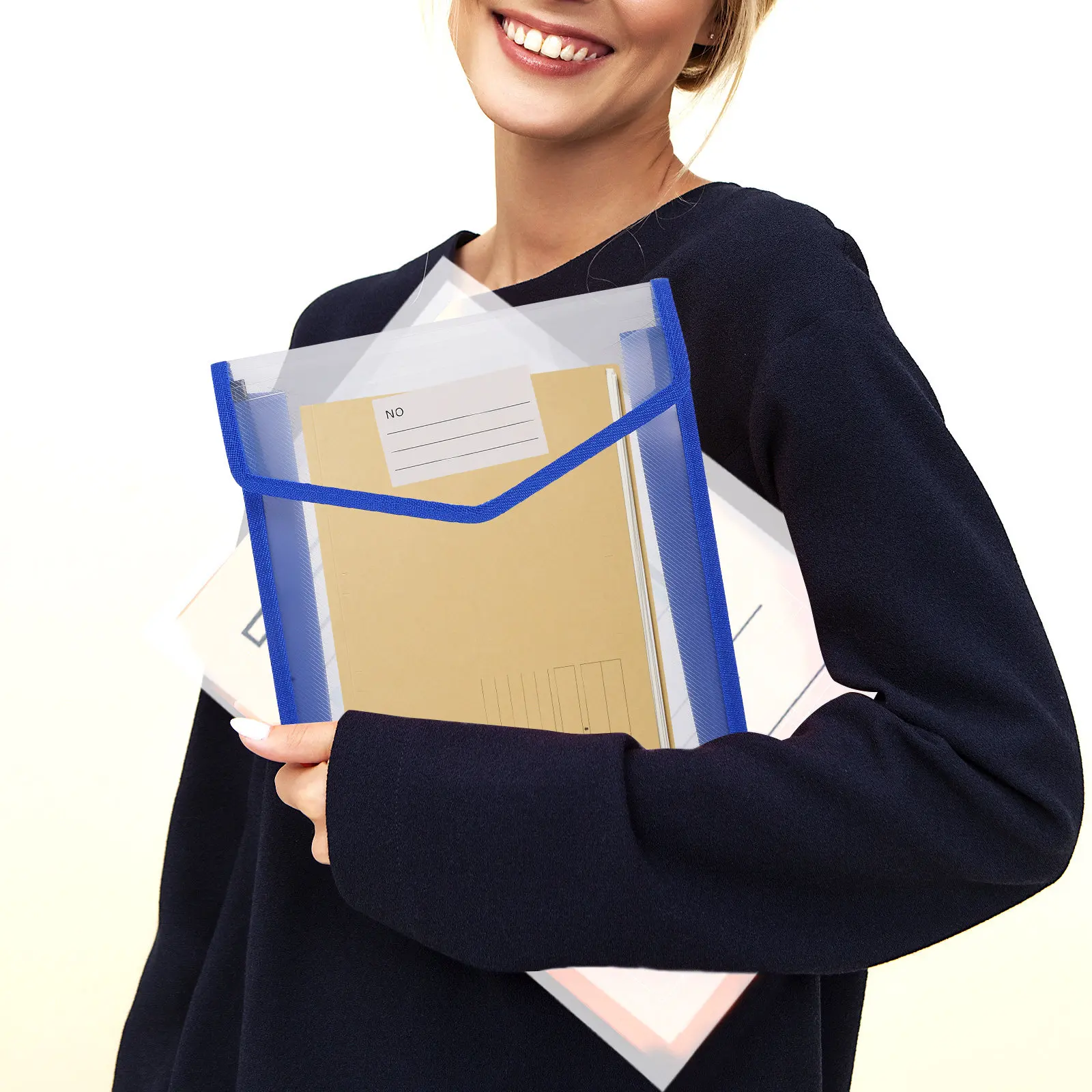 

3D Transparent Large Capacity Portable Document Storage Bag Waterproof Dustproof PP Material Office Home File Organizer Paper