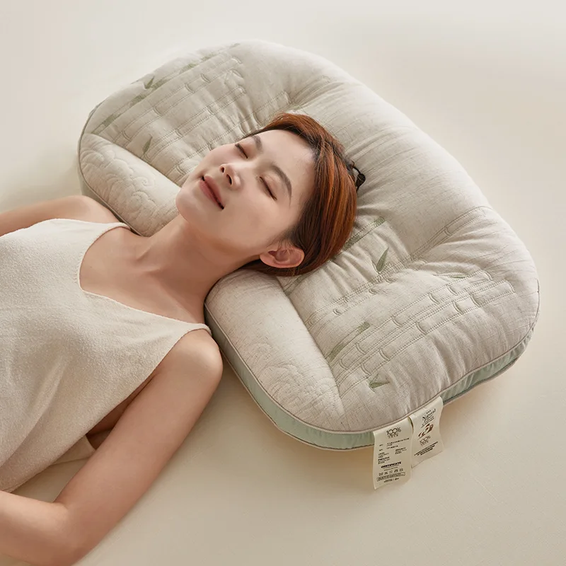 

Adult Bamboo Hemp Special-shaped Neck Pillow Core Panda Embroidery High Rebound Single Bamboo Fiber Shaped Medium Pillow