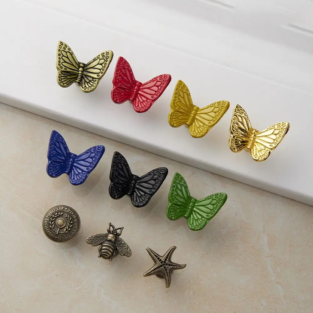 Creativity Single Hole Antique Cabinet Knob Zinc Alloy Butterfly Door Pull Handles Vintage Starfish Drawer Knobs Dresser