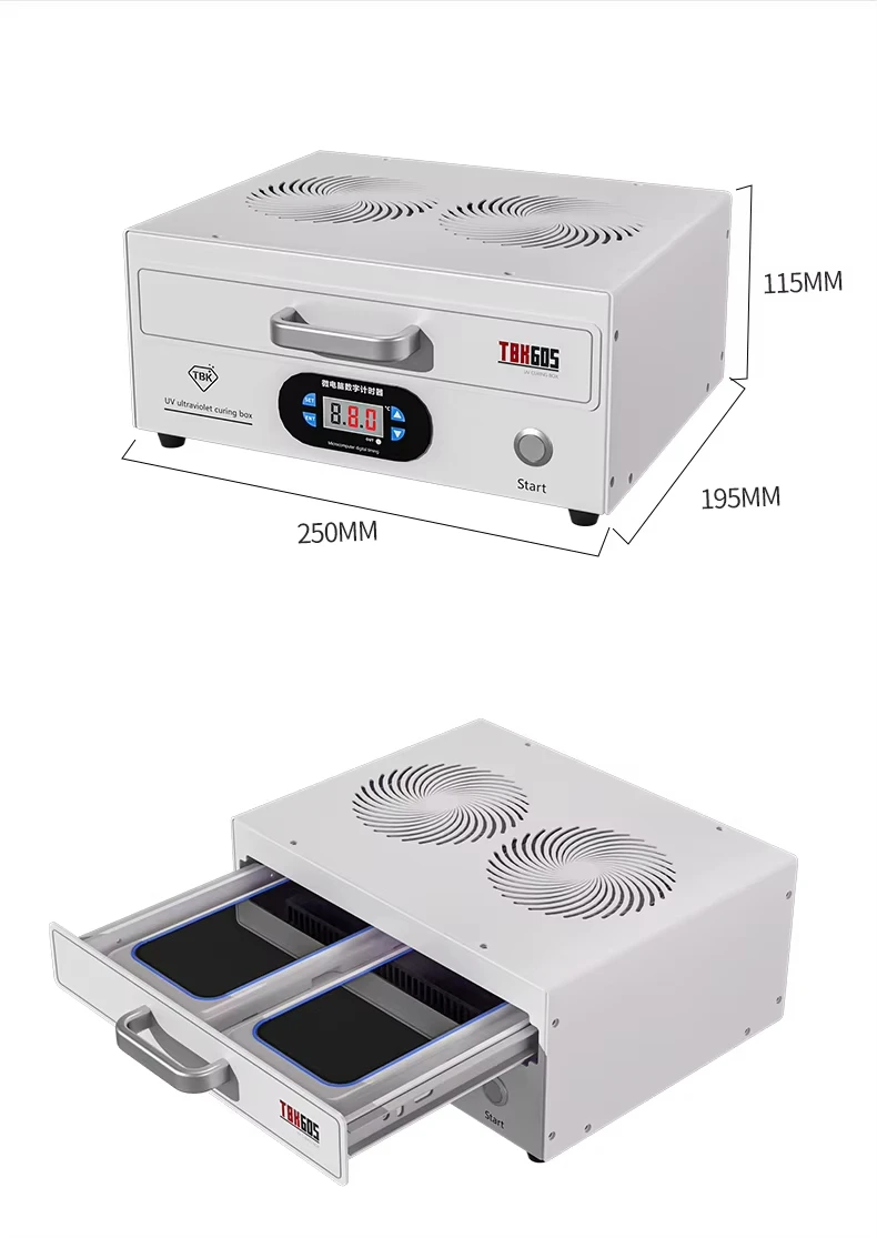 UV Curing Box 100W OCA Glue Curing Machine For Mobile Phone LCD Screen Glass Repair Tool TBK 605