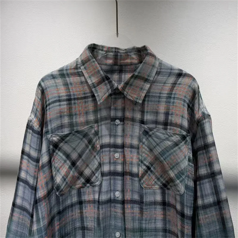 Women's shirt New high-quality pure cotton plaid Women's blouse for autumn 2025 Single breasted loose thin coat tops for woman