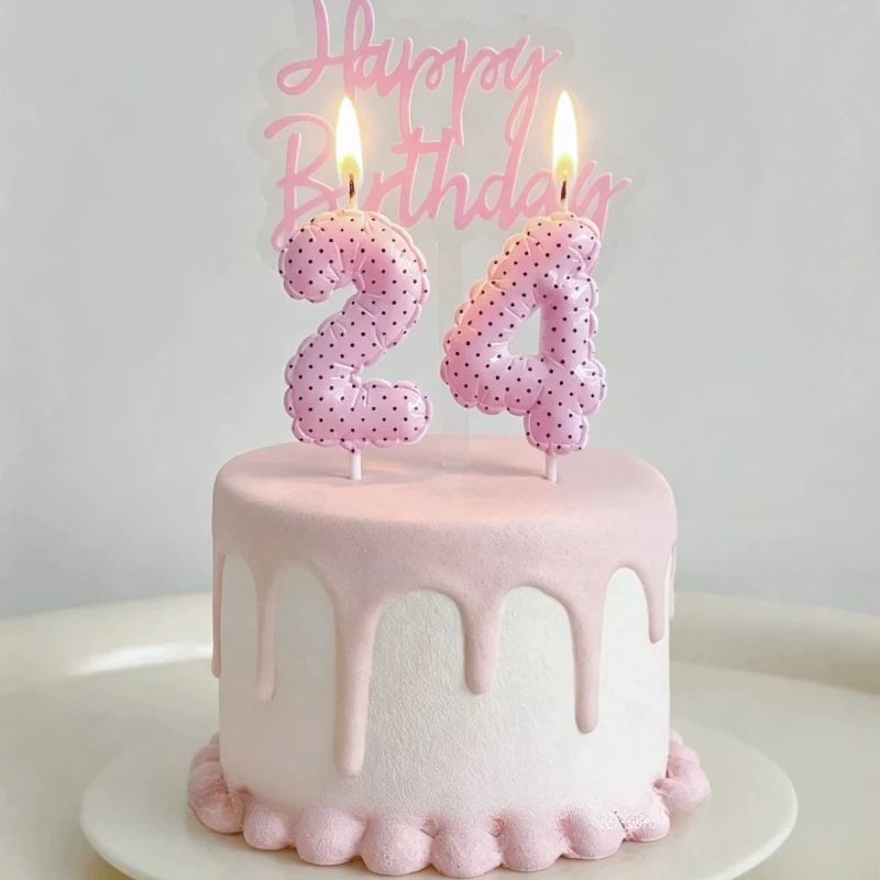 Macaron Polka Dot Number Candles Cute Cake Candle Cake Toppers Girls Birthday Party Decorations