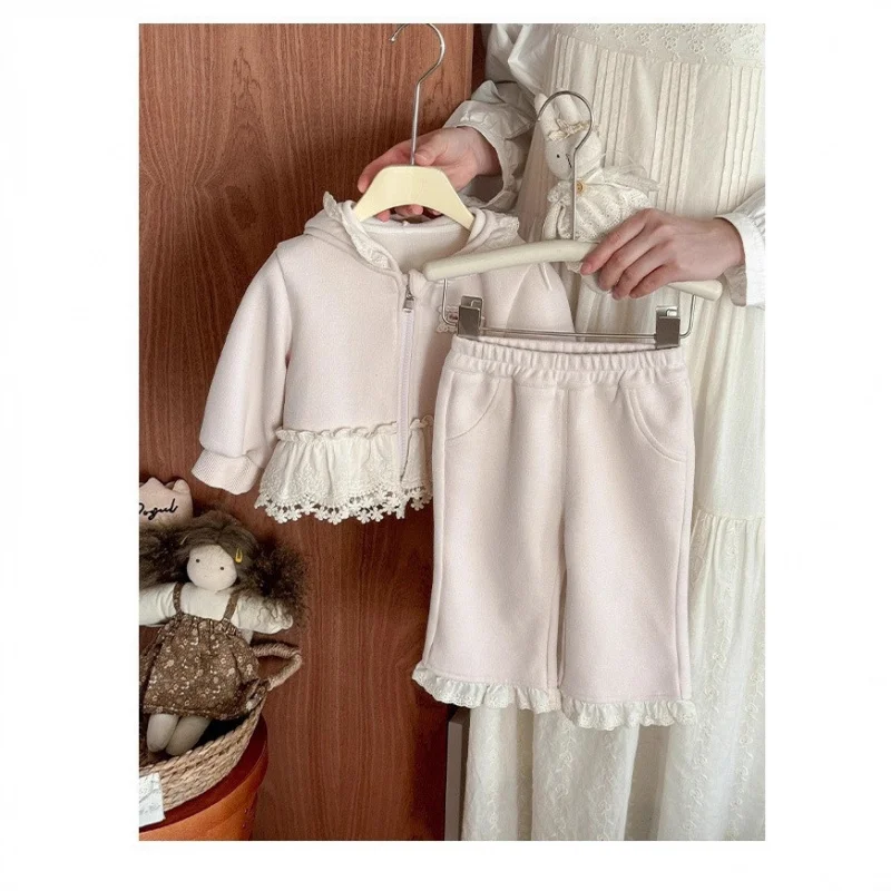 

Girls' Autumn Outfit New Stylish Children's Sweatshirt Two-Piece Set Baby Girl Autumn Hooded Jacket Trendy