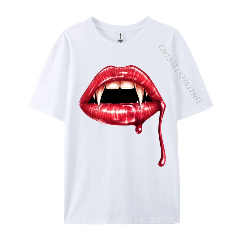 Awesome Fangs Lips Halloween Trick Or Treat comfortable Pure Cotton Man Top T-shirt Casual Tops Shirts Funny Tops & Tees