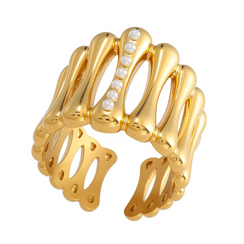 

JINHUI Geometric Rings For Women Stainless Steel Gold Color Adjustable Open Finger Ring Trendy Wedding Luxury Jewerly Gift