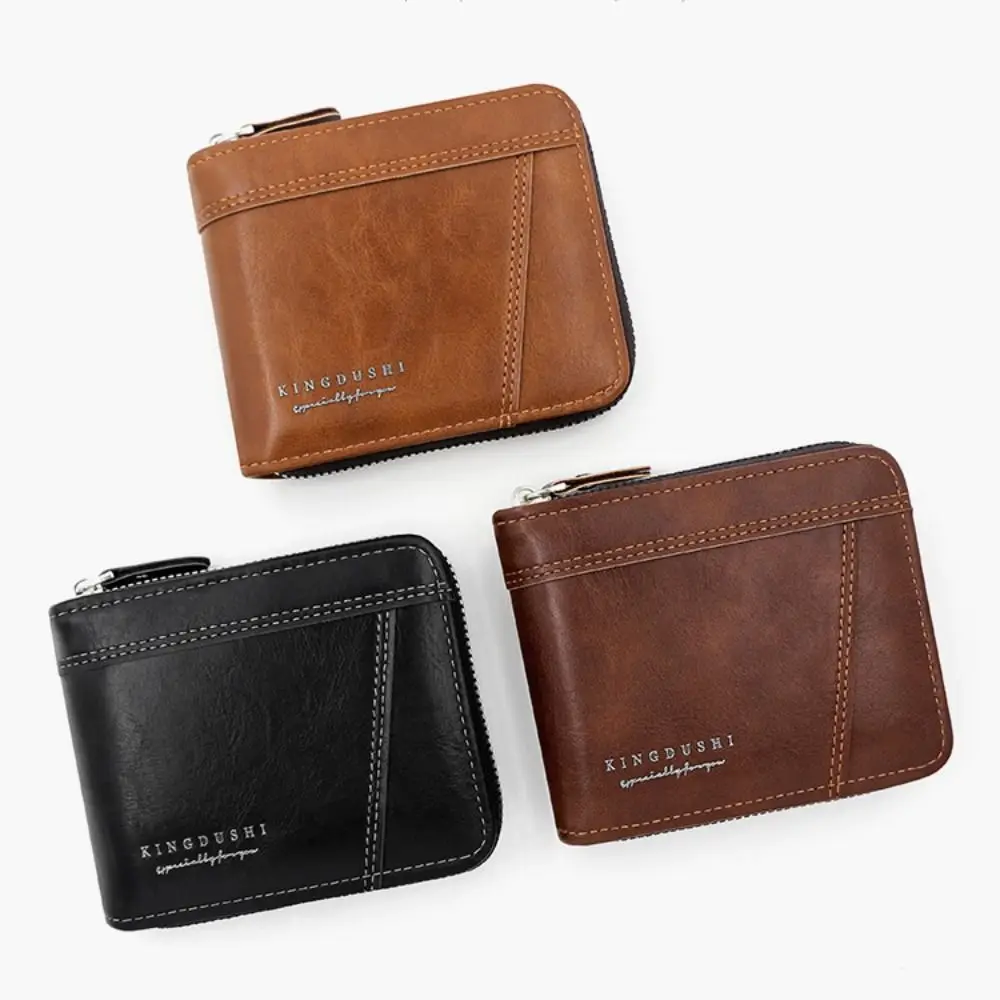 

Fashion PU Leather Men Business Wallet Soft Multi-card Slot Short Wallet Zipper Large-capacity Coin Purse