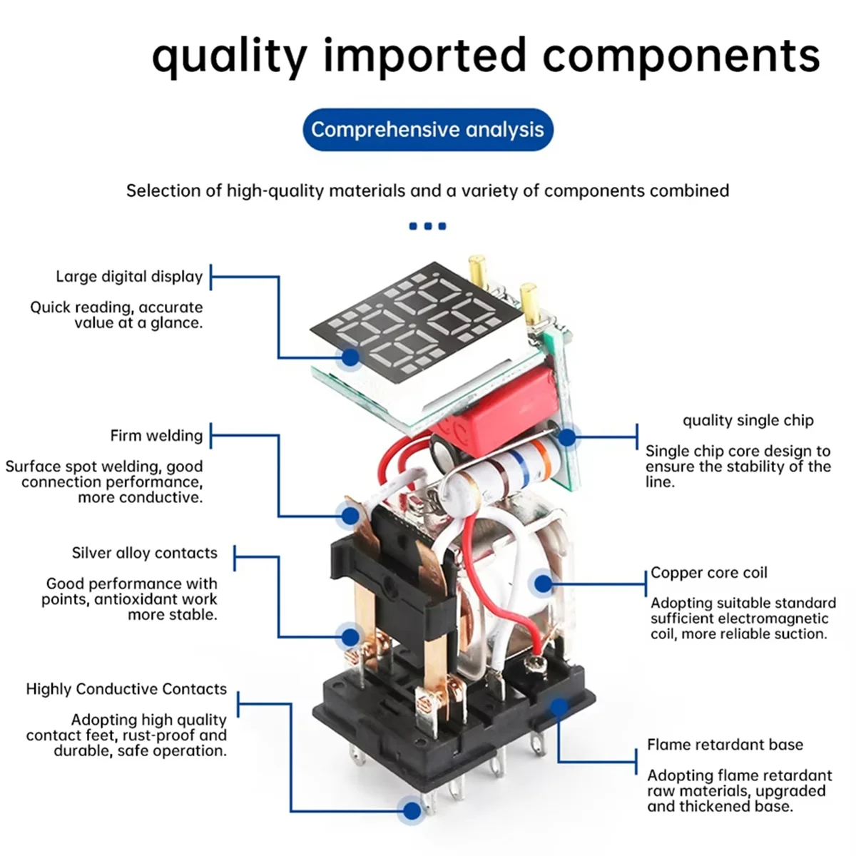 AA98 LCD Display Delay Relay Power-on Delay Controller Electronic Delay Timer Relay with Base Socket DC24V