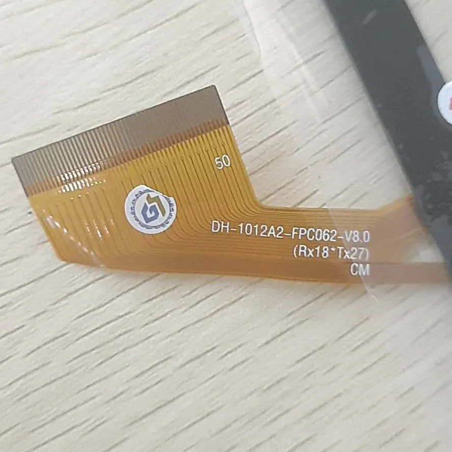 Panel Kaca Sensor Digitizer Layar Sentuh Kapasitif PC Tablet 10.1 Inci P/N DH-1012A2-FPC062-V8.0 Hitam