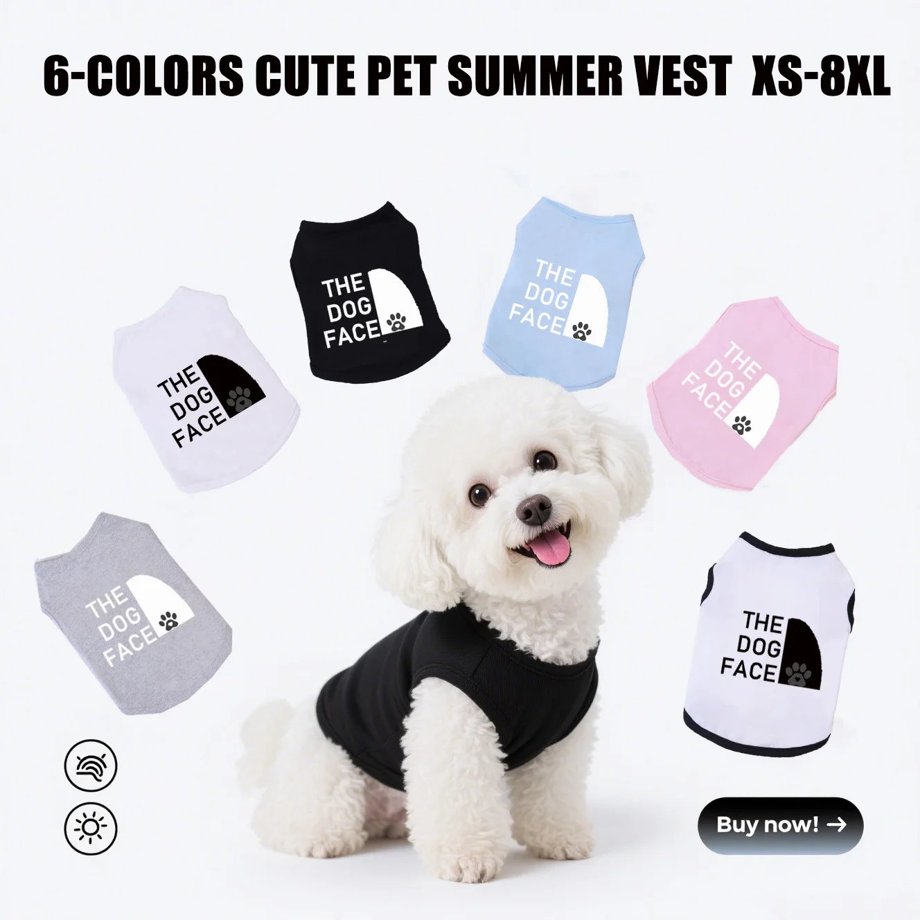 

1 Pc Pet Vest Text Print Summer Breathable Dog Clothing, Shih Tzu Golden Retriever Vest