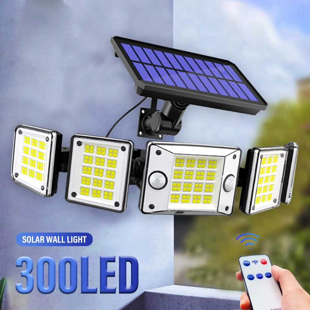 

5 Heads LED Solar Light Outdoor Motion Sensor Waterproof Wide-angle Illumination Wall Lamp Garden Courtyard Street Lights