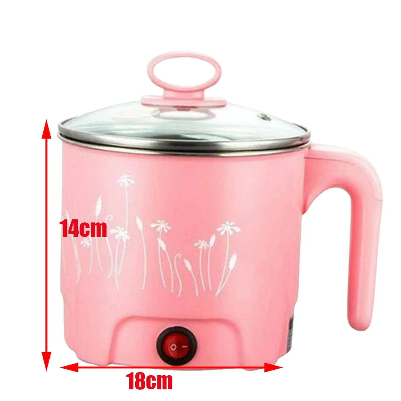 Mini Electric Cooking Pot  Noodle Cooker 220V EU Plug Pink_Dia.18cm