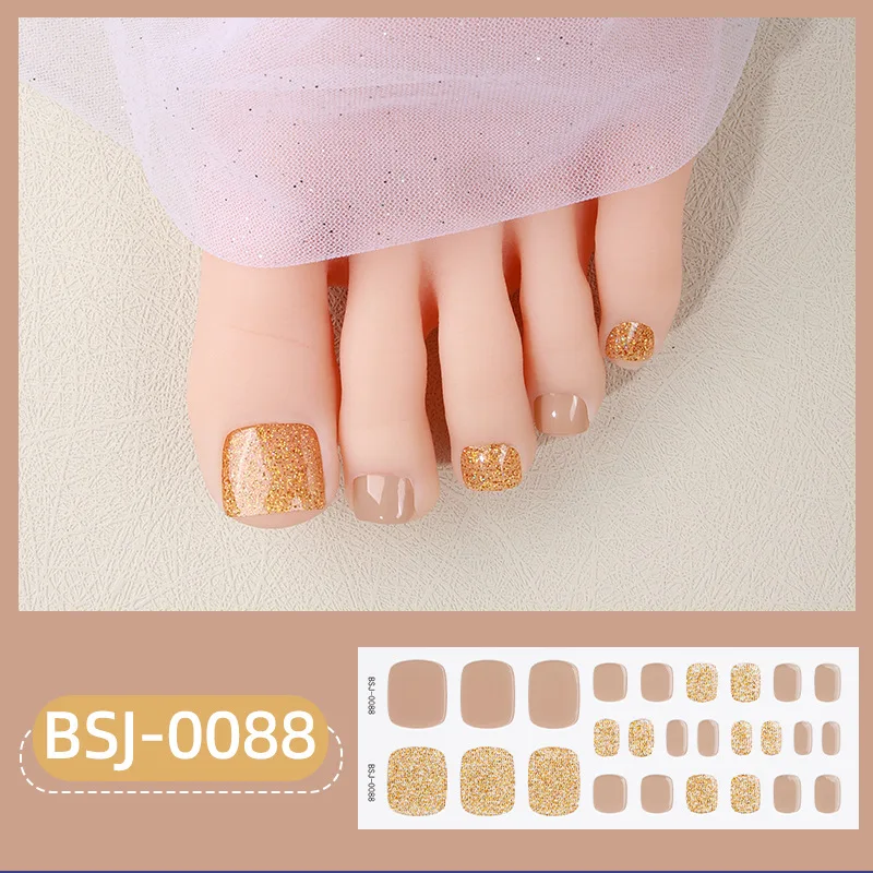 Jump color Toe Nail Wraps Pure Color Full Cover Semi Cured Nails Sticker Nail Art Gel Polish Manicure DIY Foot Nails Deco Women